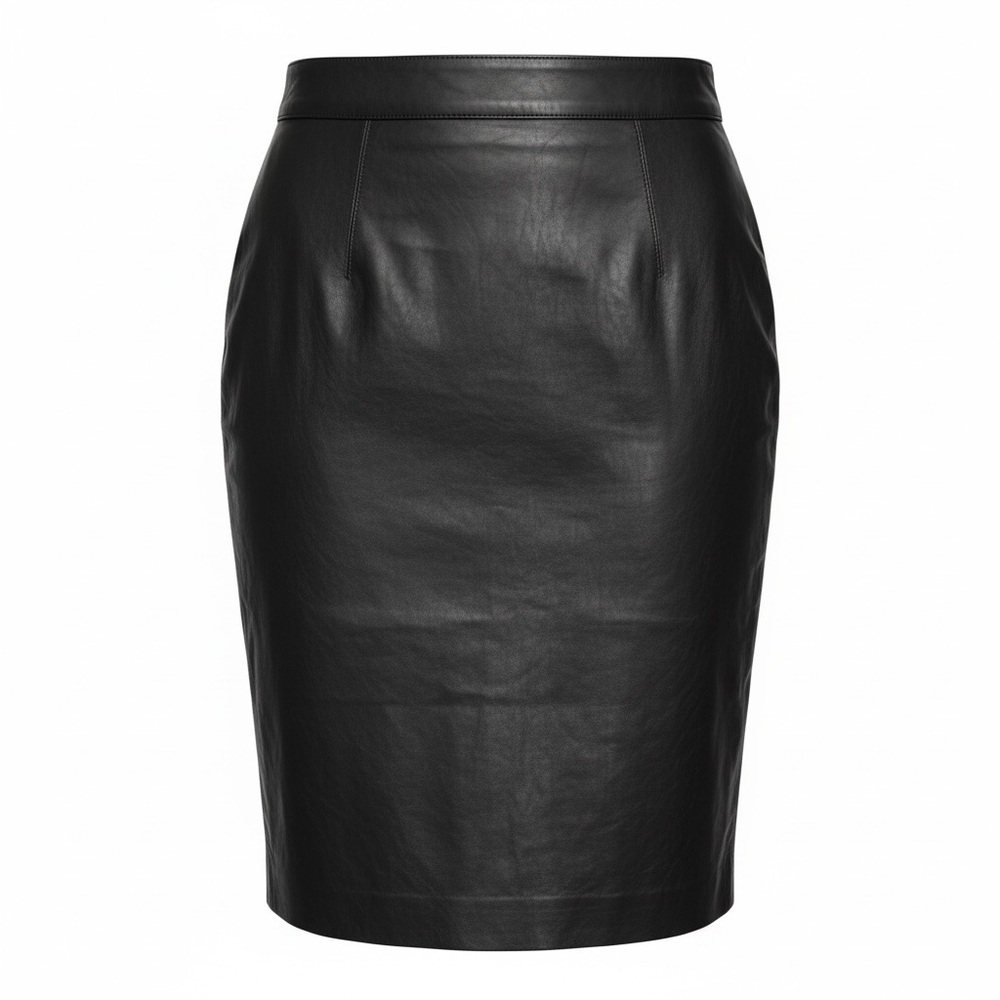 Ada Black Leather Pencil Skirt Sz 6
